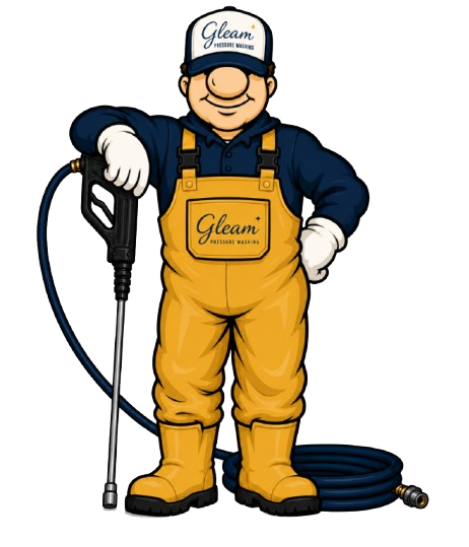 Glenn, the Gleam Pressure Washing mascot